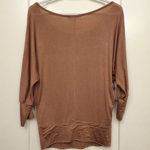 Dolman Off-The-Shoulder Shirt in Mushroom - Picture 3 of 6